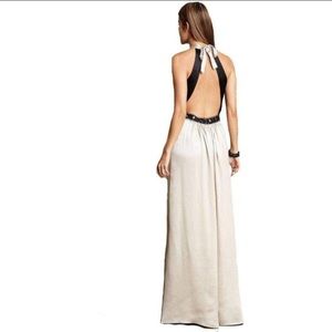 BCBG “ Charmeuse ” Champagne Beaded Evening Gown